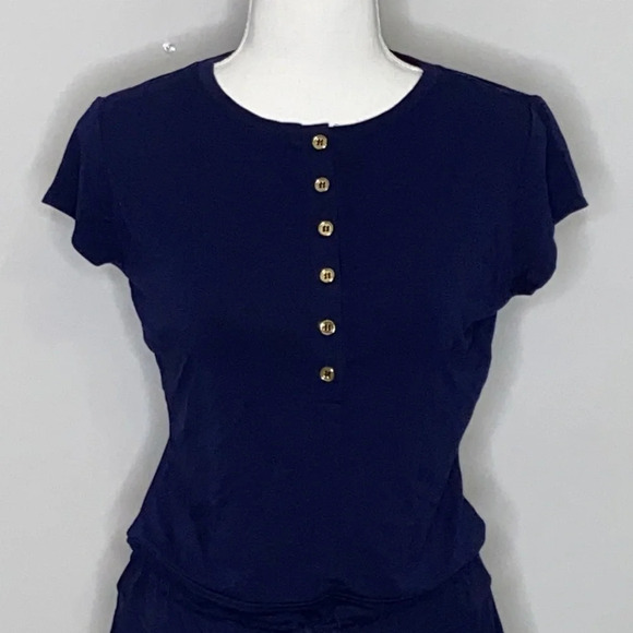 Chelsea & Theodore Jersey Knit Navy Blue Dress - 4 - Picture 2 of 6